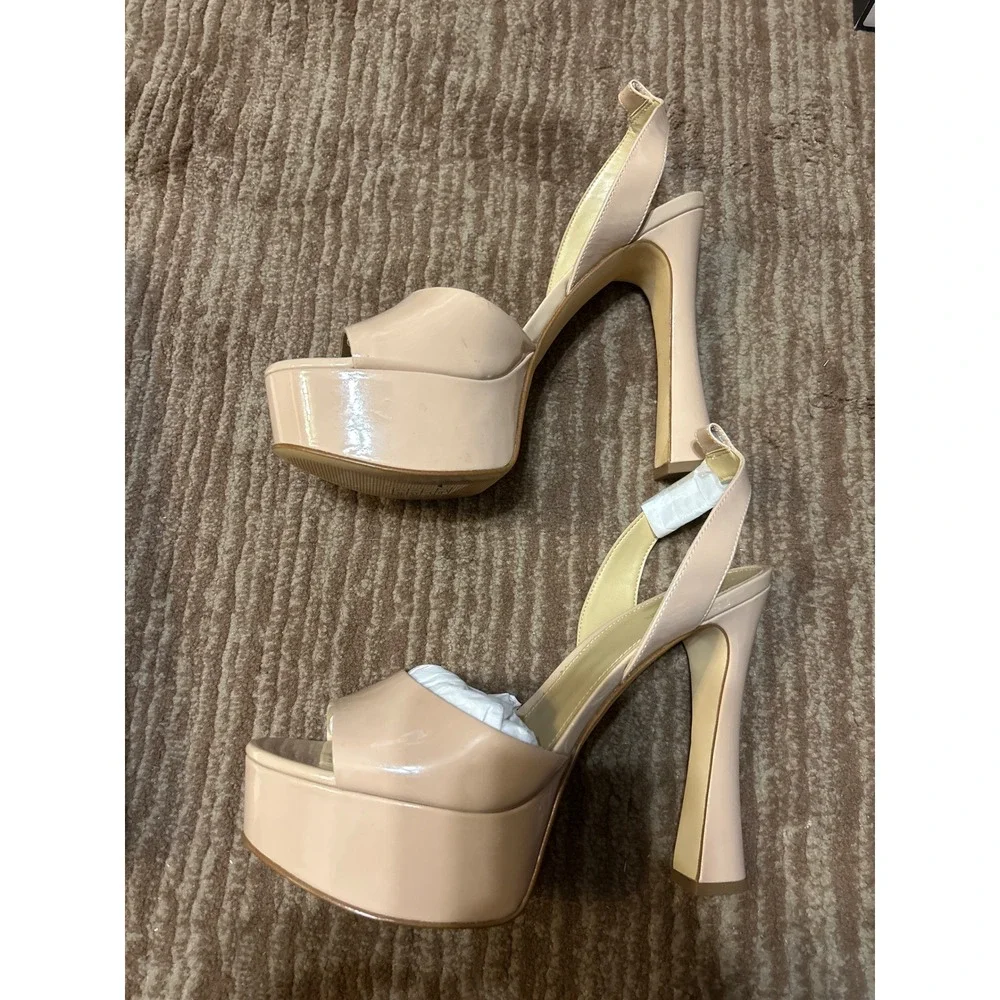 Michael Kors Platform Sandals Heels‎ Lt Blush Patent Leather Size 9.5M $145 NIB